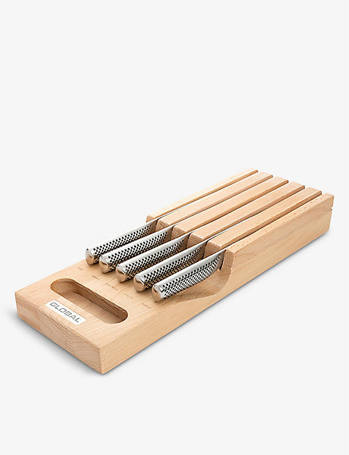 GLOBAL: Hikaeme 6-piece in-drawer stainless-steel knife dock set