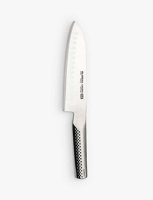 GLOBAL: Ukon branded-blade stainless-steel Santoku knife 18.5cm