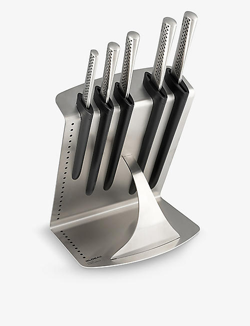 GLOBAL: Ukon stainless-steel knife block set of six