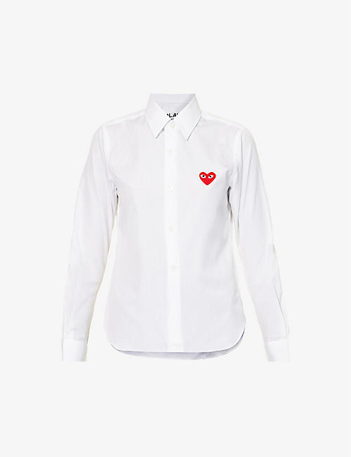 COMME DES GARCONS PLAY: Heart-appliqué regular-fit cotton shirt