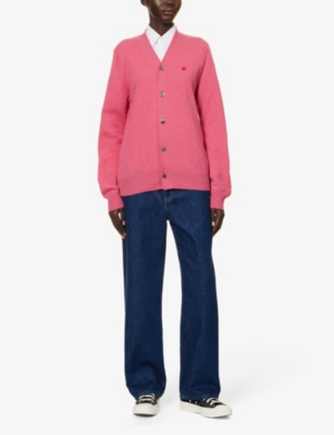 COMME DES GARCONS PLAY: Heart-embroidered regular-fit wool cardigan