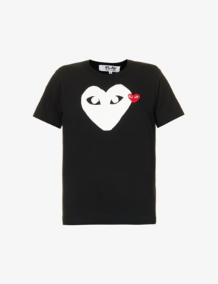Comme Des Garçons Play Heart-appliqué Regular-fit Cotton-jersey T-shirt In Black