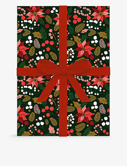 SELFRIDGES EDIT: Poinsettia pack of five wrapping sheets 50cm x 70cm
