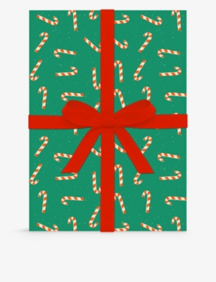 SELFRIDGES EDIT: Candy Canes No.2 pack of five wrapping sheets 50cm x 70cm