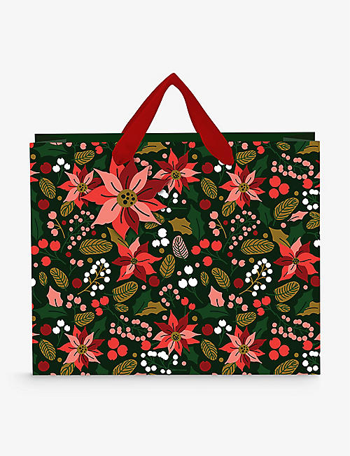 SELFRIDGES EDIT: Poinsettia Christmas gift bag 27cm