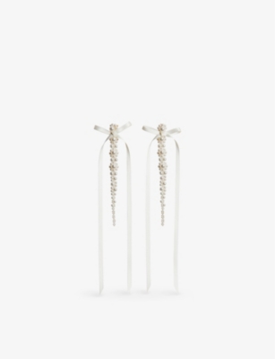 Simone Rocha Pearl-embellished Ribbon Bow Earrings - White