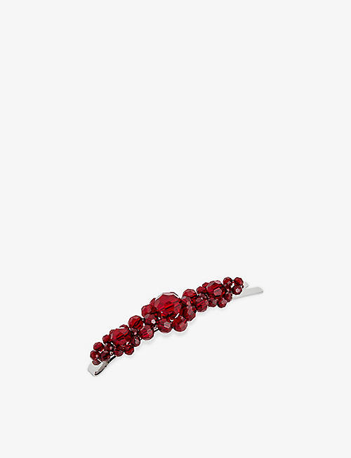 SIMONE ROCHA: Floral-embellished crystal and brass hairclip