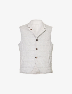 ELEVENTY: High-collar quilted silk and cashmere-blend vest