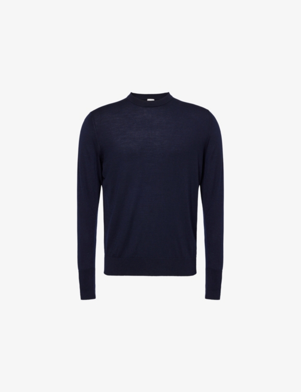Crewneck long-sleeve wool jumper