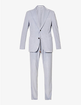 ELEVENTY: Single-breasted drawstring-waistband straight-leg regular-fit stretch-cotton and cashmere-blend suit
