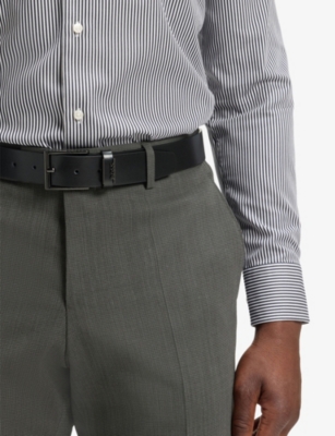 BOSS: Branded-Buckle Leather Belt