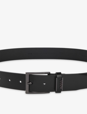 BOSS: Branded-Buckle Leather Belt