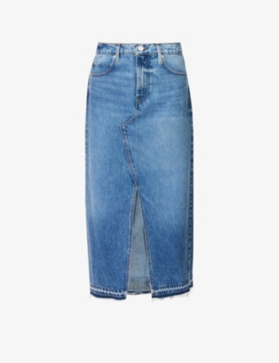 Frame The Midaxi Split-hem Denim Midi Skirt In Del Amo