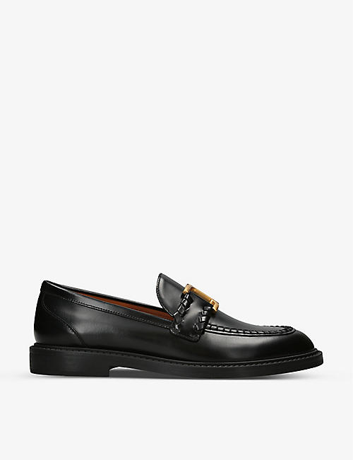 CHLOE: Marcie logo-plaque leather loafers