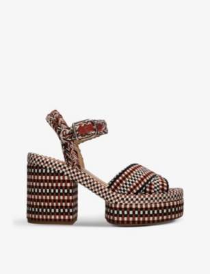 CHLOE Odina braided straps cotton platform sandals Selfridges