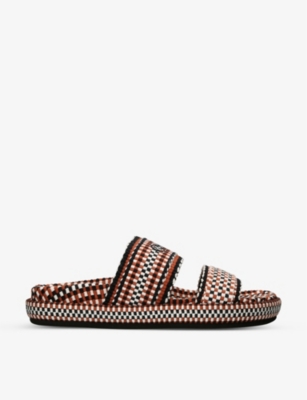 CHLOE Rori double strap cotton sliders Selfridges