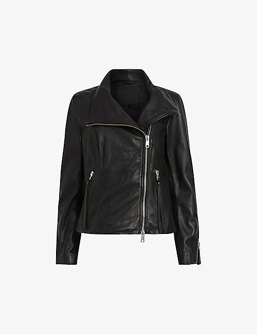 ALLSAINTS: Ellis funnel-neck leather jacket