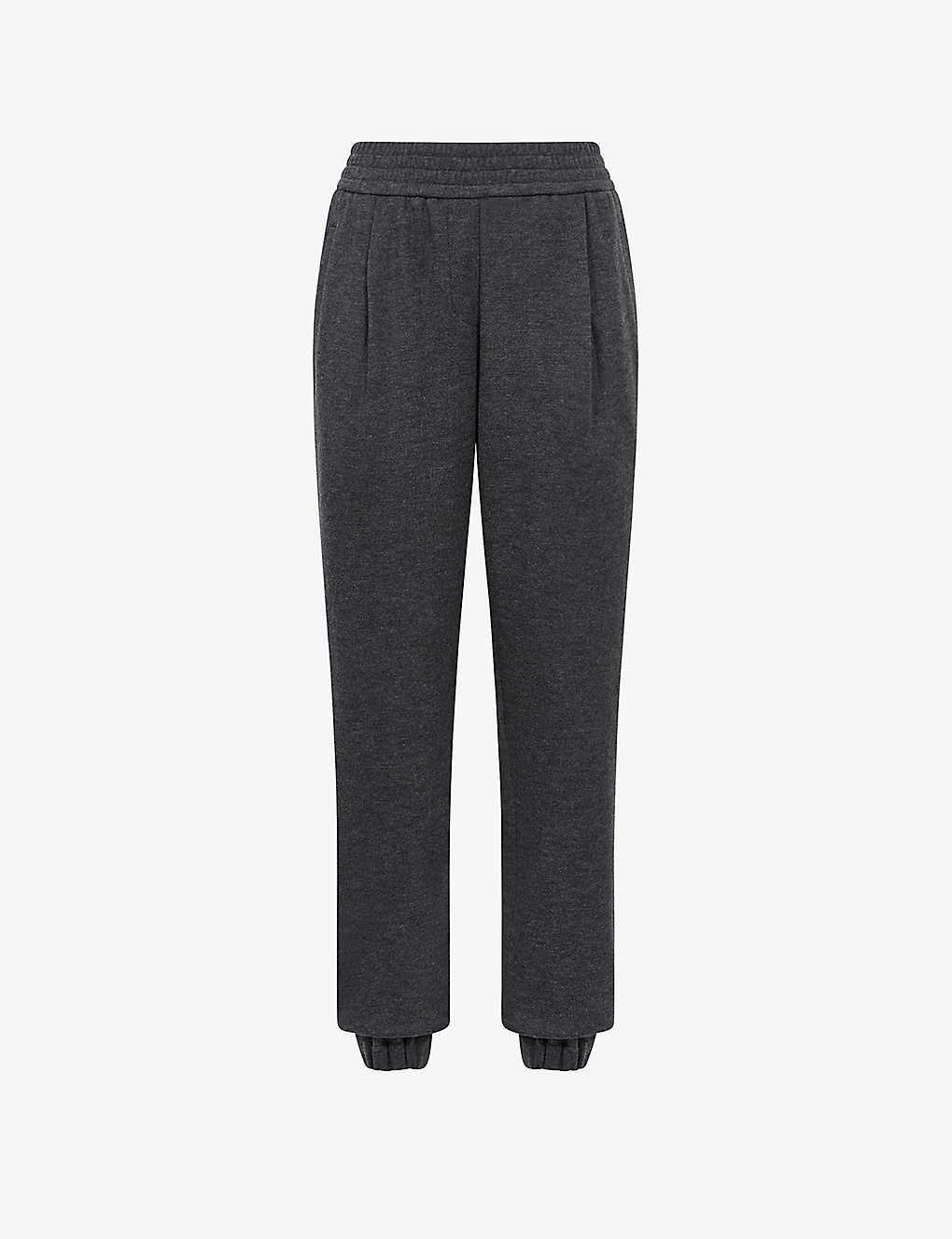 REISS REISS WOMENS CHARCOAL KARINA SLOUCHY-FIT MID-RISE WOOL TROUSERS