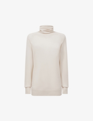Reiss Florence - Cream Relaxed Cashmere Roll Neck Top, L