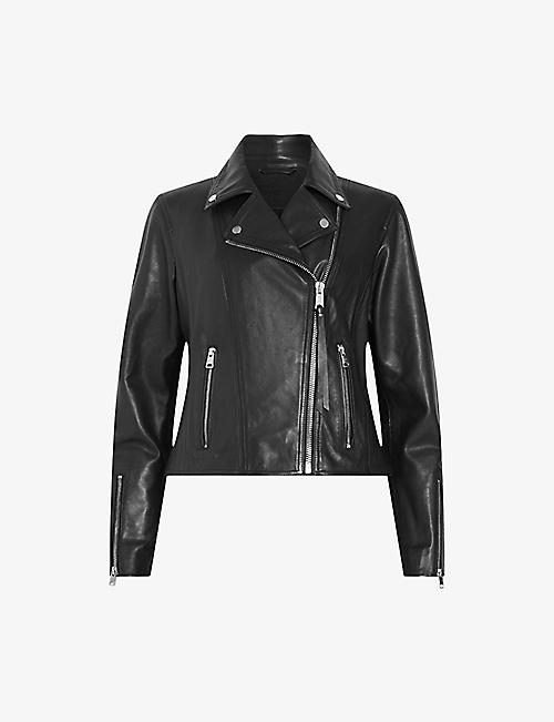 ALLSAINTS: Neve cropped leather biker jacket