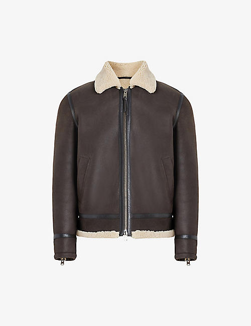 ALLSAINTS: Rhys regular-fit contrast-collar shearling jacket