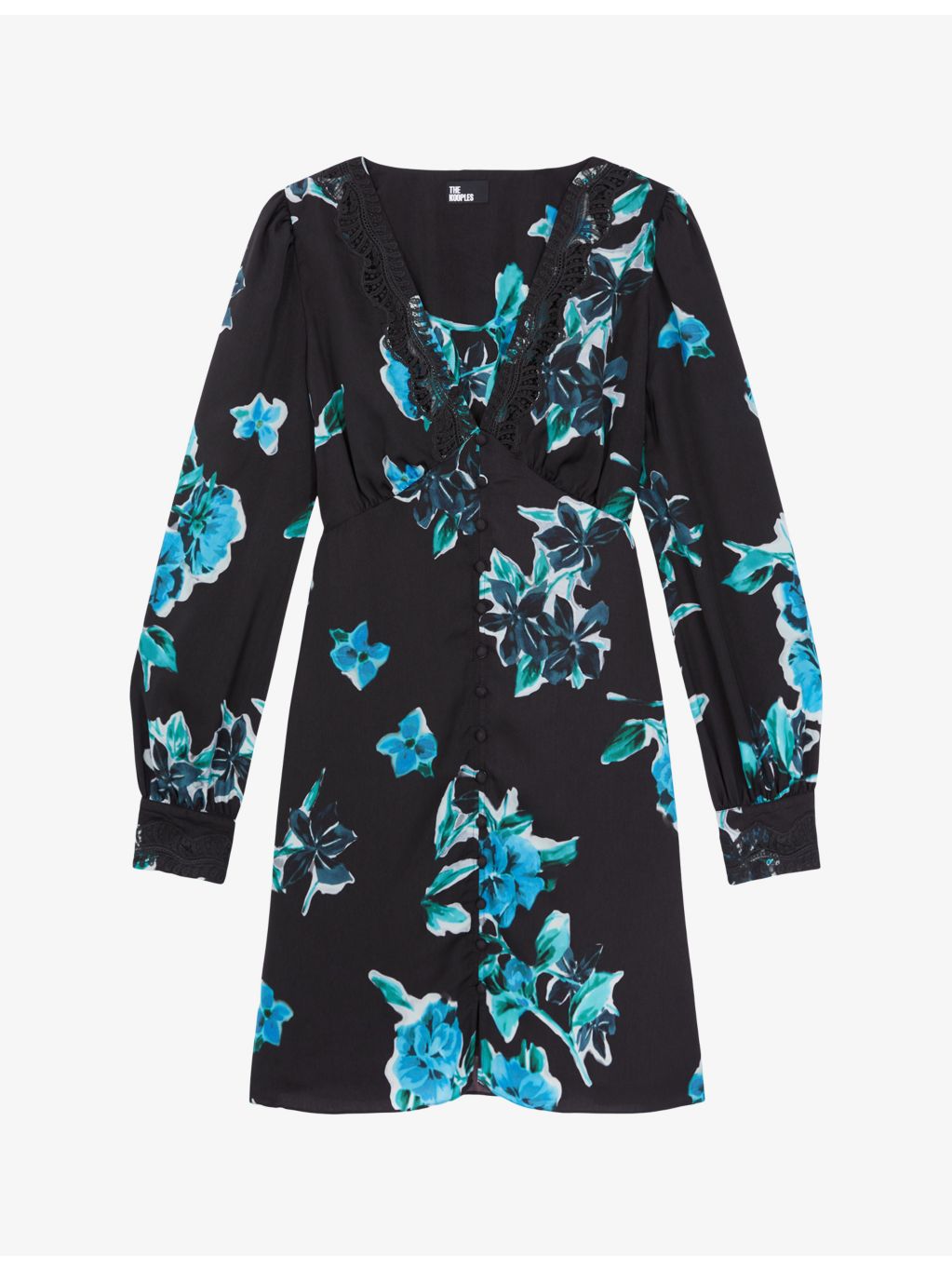 THE KOOPLES - Floral-print lace-trimmed woven mini dress