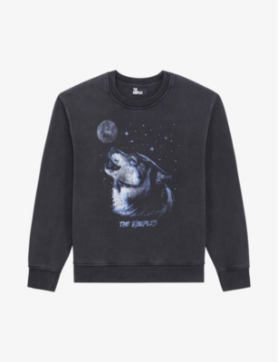 The Kooples Graphic-print Relaxed-fit Cotton Sweatshirt In Black Washed
