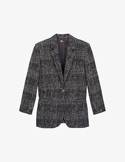 THE KOOPLES: Check-pattern single-breasted cotton wool-blend jacket