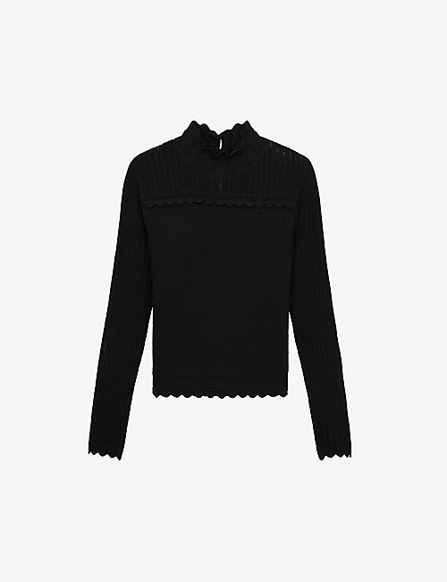 THE KOOPLES: Openwork scalloped-trim knitted jumper
