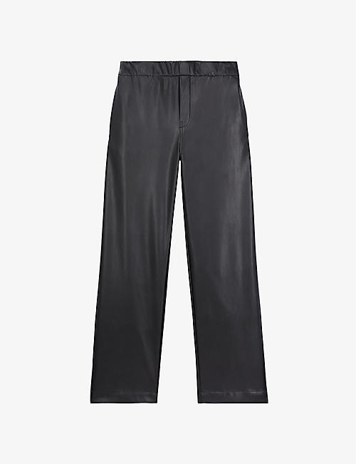 THE KOOPLES: High-rise elasticated-waist faux-leather trousers