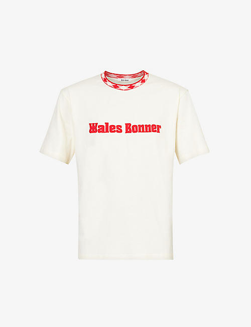 WALES BONNER: Original brand-appliqué organic cotton-jersey T-shirt