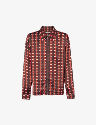 Wales Bonner Belief Printed Twill Shirt In Brown And Red