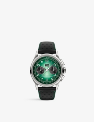 Carl F Bucherer Mens Green 00.10803.08.92.92 Heritage Bicompax Annual Stainless-steel And Leather Au
