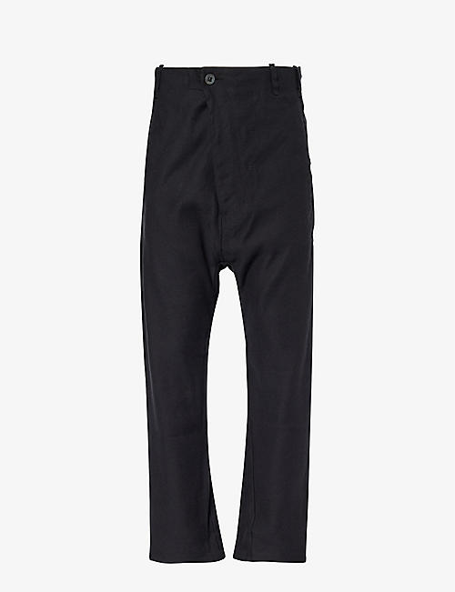 BORIS BIDJAN SABERI: Relaxed-fit tapered-leg cotton and linen-blend trousers