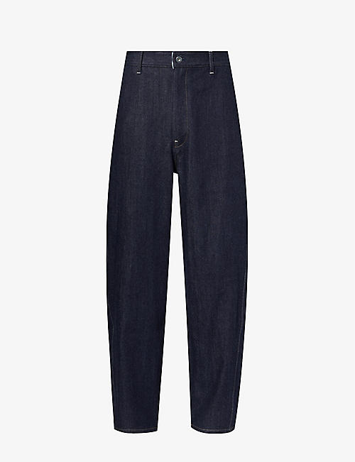 JIL SANDER: Contrast-stitch wide-leg relaxed-fit jeans