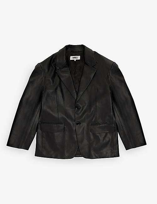 MM6 MAISON MARGIELA: Notch-lapel flap-pocket faux-leather jacket 12-16 years