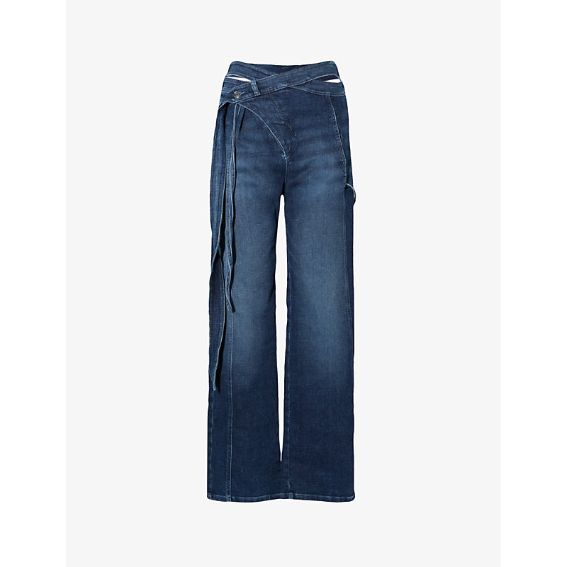 OTTOLINGER WRAP-OVER STRAIGHT-LEG HIGH-RISE RECYCLED POLYESTER-BLEND JEANS