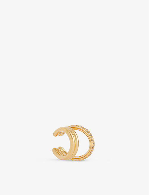 OTIUMBERG: Triple Pave 14ct yellow-gold vermeil-plated recycled 925 sterling-silver and cubic zirconia ear cuff