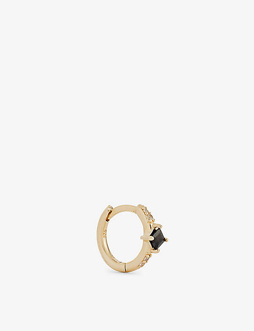 OTIUMBERG: Round recycled 9ct yellow-gold and sapphire single hoop earring