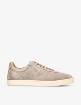BRUNELLO CUCINELLI: Basketball brand-logo leather low-top trainers