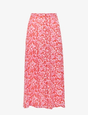 Whistles Womens Multi-coloured Blurred-stroke Print A-line Recycled Viscose-blend Midi Skirt In Multi-coloured