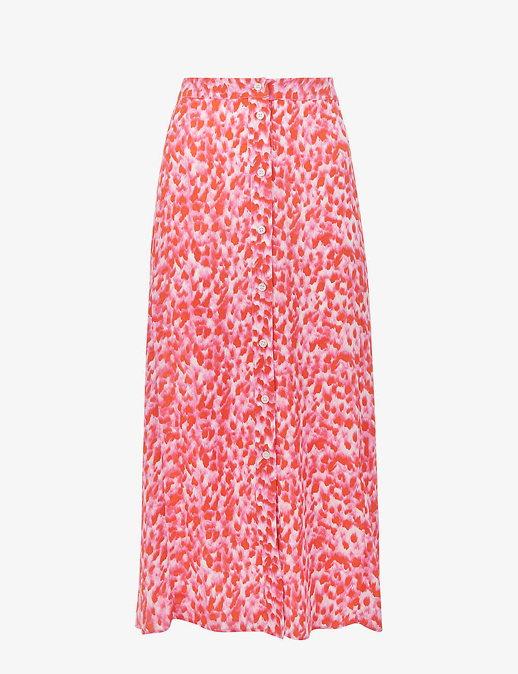 Whistles Womens Multi-coloured Blurred-stroke Print A-line Recycled Viscose-blend Midi Skirt