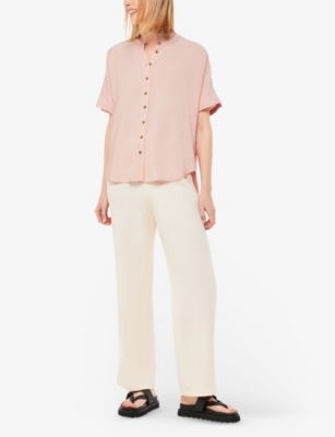 Shop Whistles Women's Pink Maisie Shirred-sleeve Lenzing™ Viscose-blend Blouse