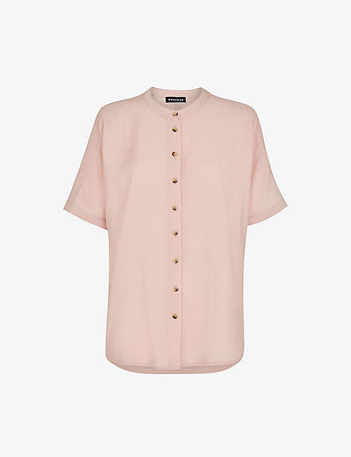 WHISTLES: Maisie shirred-sleeve LENZING™ viscose-blend blouse