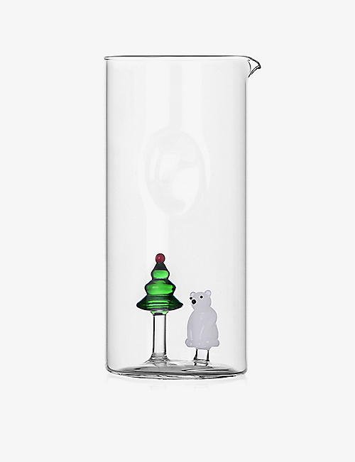 ICHENDORF: White Bear And Wish Tree embellished glass jug 20cm