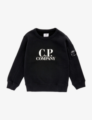 C.p. Company Cp Company Boys Black Kids Graphic-print Crewneck Cotton-jersey Sweatshirt 4-14 Years In Black