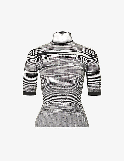 MISSONI: Abstract-pattern cashmere and silk-blend knitted top
