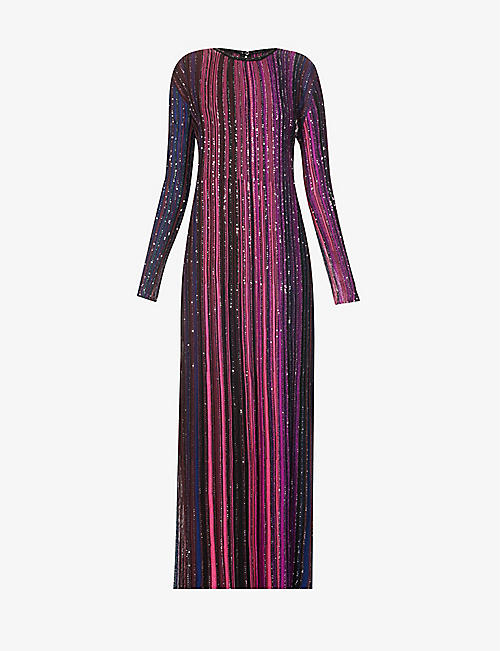 MISSONI: Striped sequin-embellished knitted maxi dress