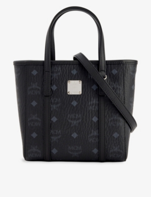 Mcm Womens Black Toni Mini Monogram-print Coated-canvas Tote Bag