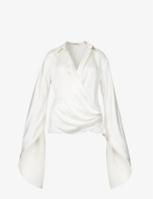 Simkhai Paradisa Cascade Sleeve Wrap Top In Ivory In Ivory